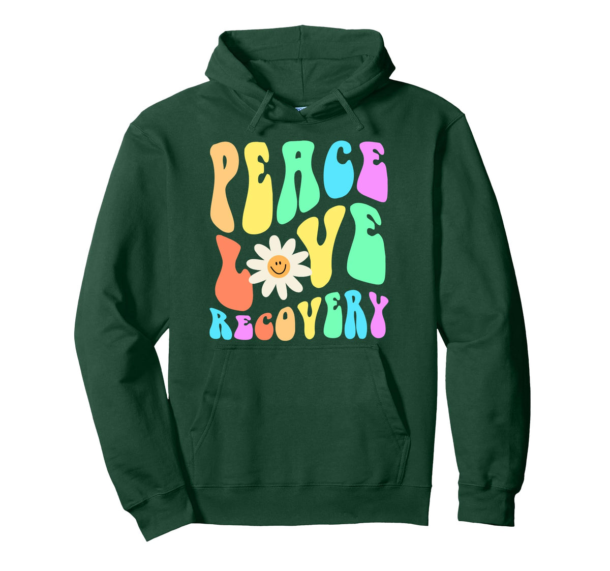 Groovy Peace Love Recovery Celebrate Hoodie - Minimalist Print Men Women