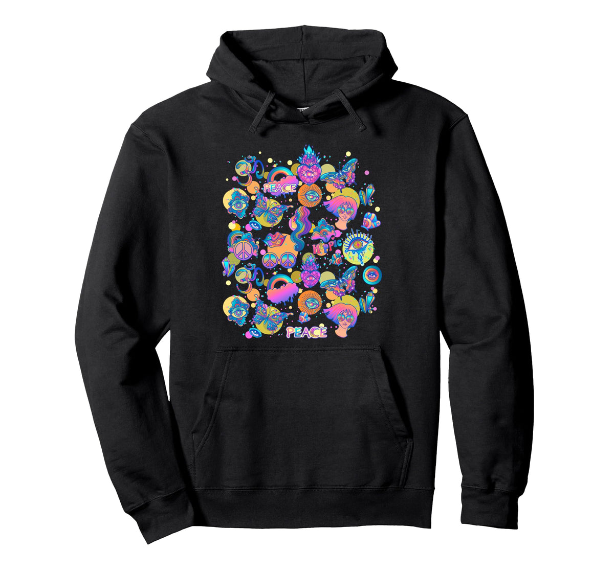 Rainbow Butterfly Y2K Collage Trendy Teen Hoodie - Graphic Print Men Women