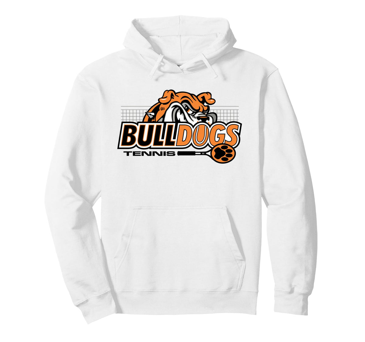 Orange Bulldogs Tennis Mom Mascot Hoodie - Minimalist Print for Adults