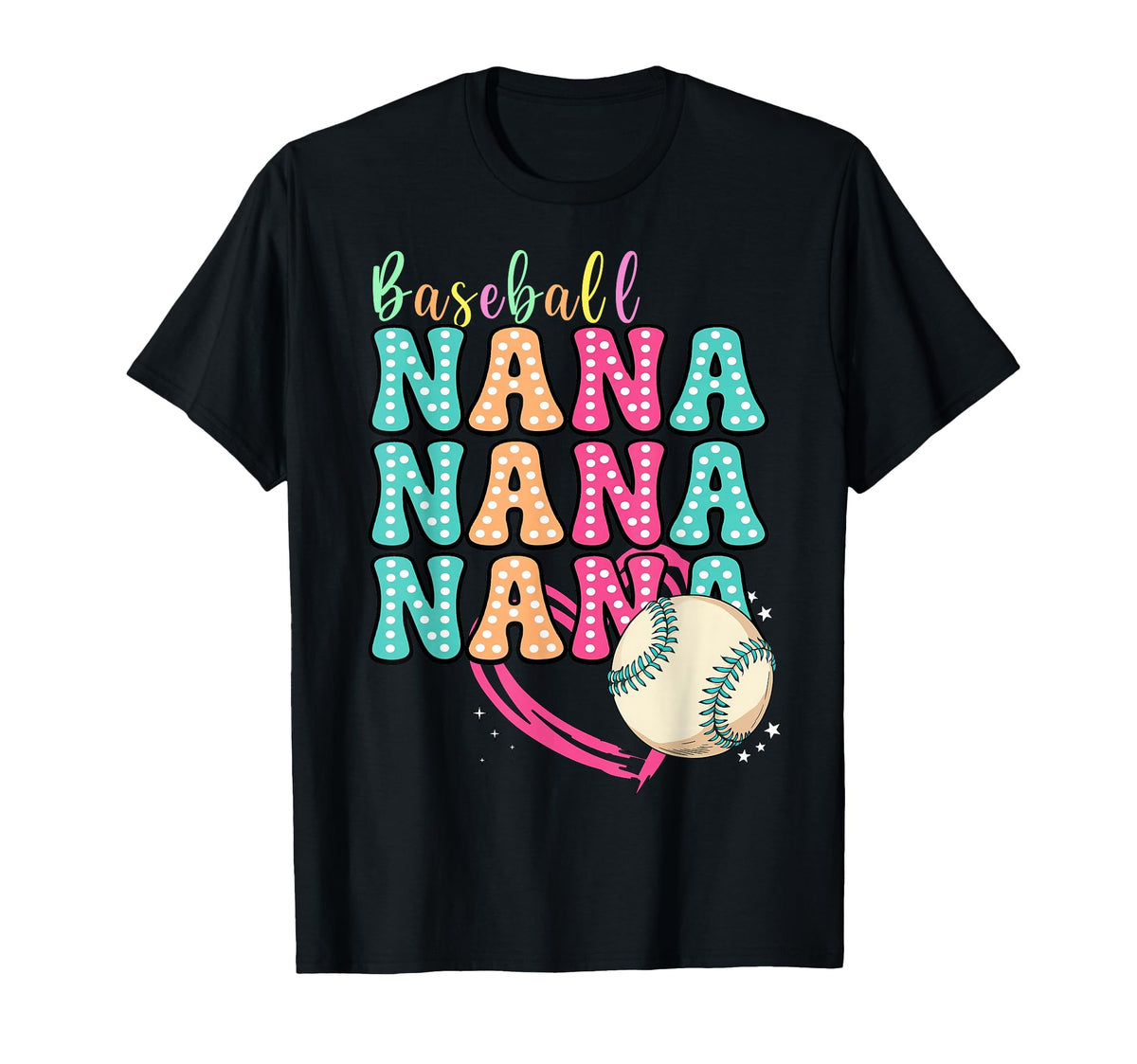 Baseball Grandma Groovy Heart Nana Gigi T-Shirt - Novelty Apparel Unisex