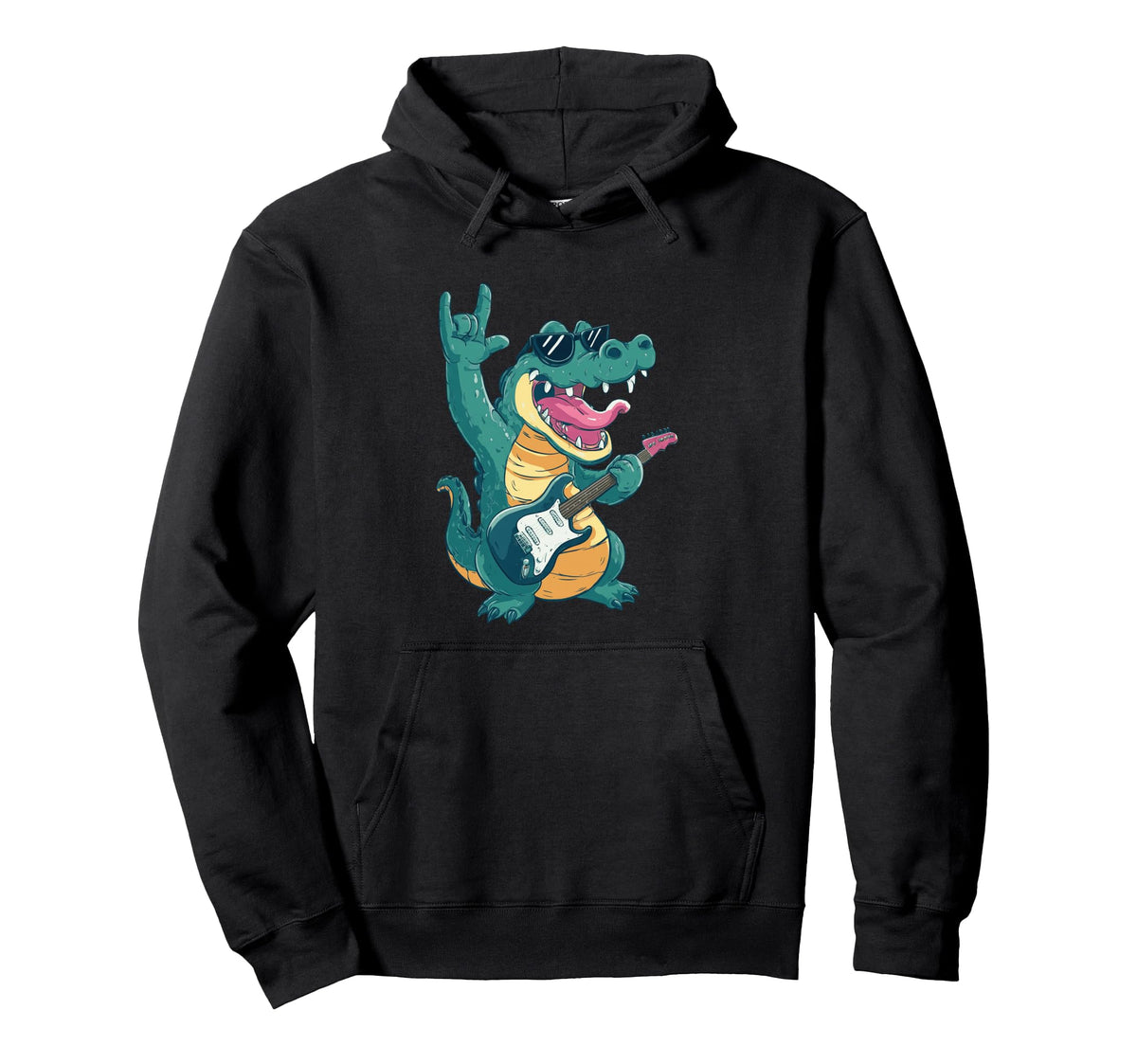 Funny Crocodile Rock Music Guitarist Hoodie - Unique Graphic Men Women