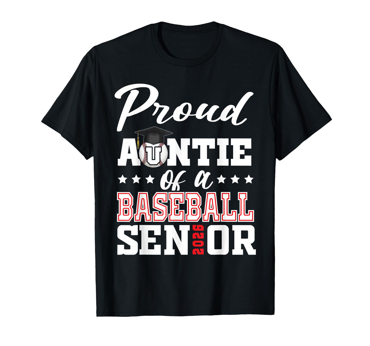 Proud Auntie Baseball Senior T-Shirt - Casual Everyday Wear for Adults
