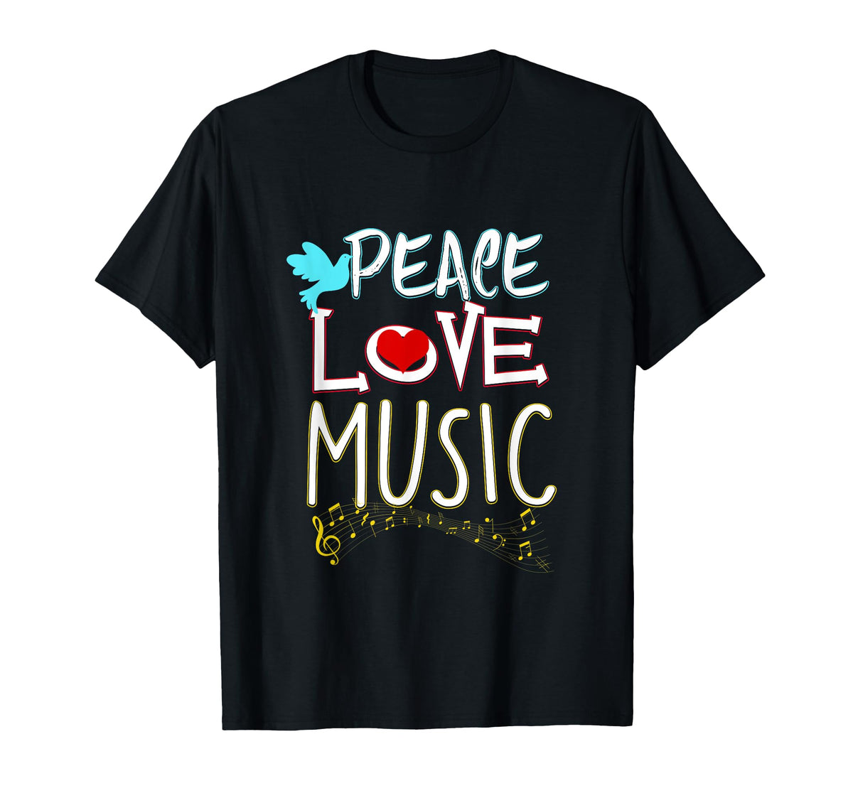 Peace Love Music Hippie Hipster Festival T-Shirt - Custom Art Print Unisex