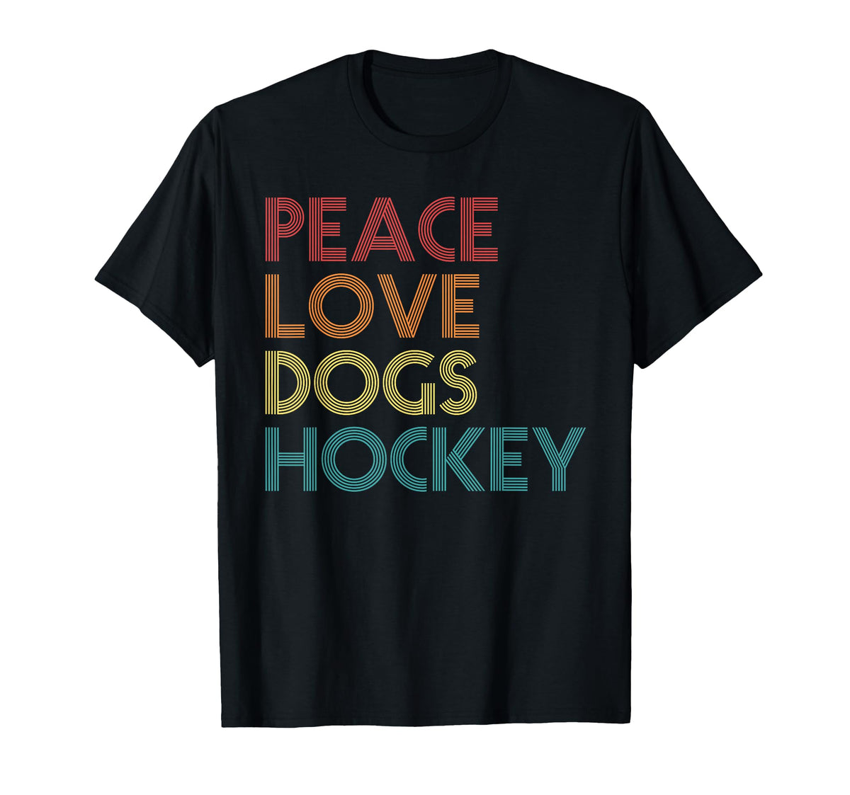 Ice Hockey Dogs Peace Love T-Shirt - Minimalist Print Men Women