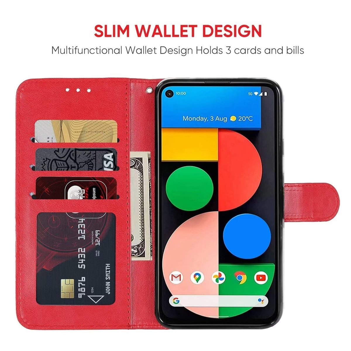 Wallet Folio Case for Google Pixel 5 with Card Slots
