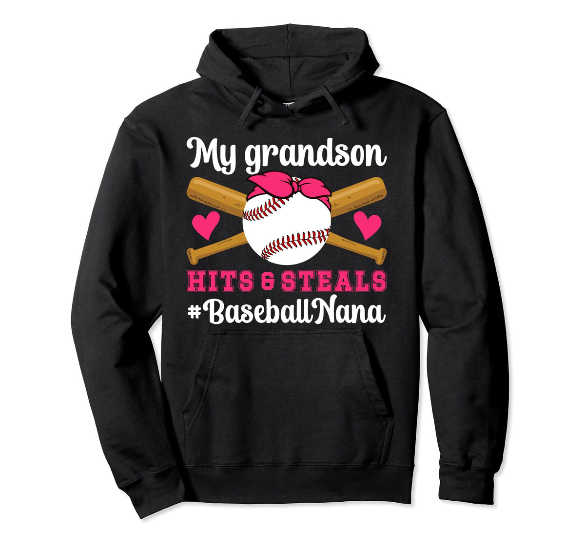 My Grandson Baseball Nana Baseball Hoodie - Casual Everyday Wear Unisex