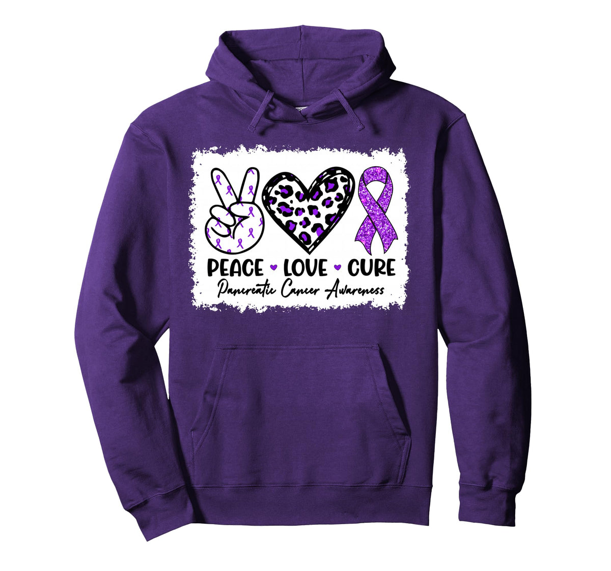 Peace Love Cure Pancreatic Cancer Hoodie - Casual Everyday Wear Unisex