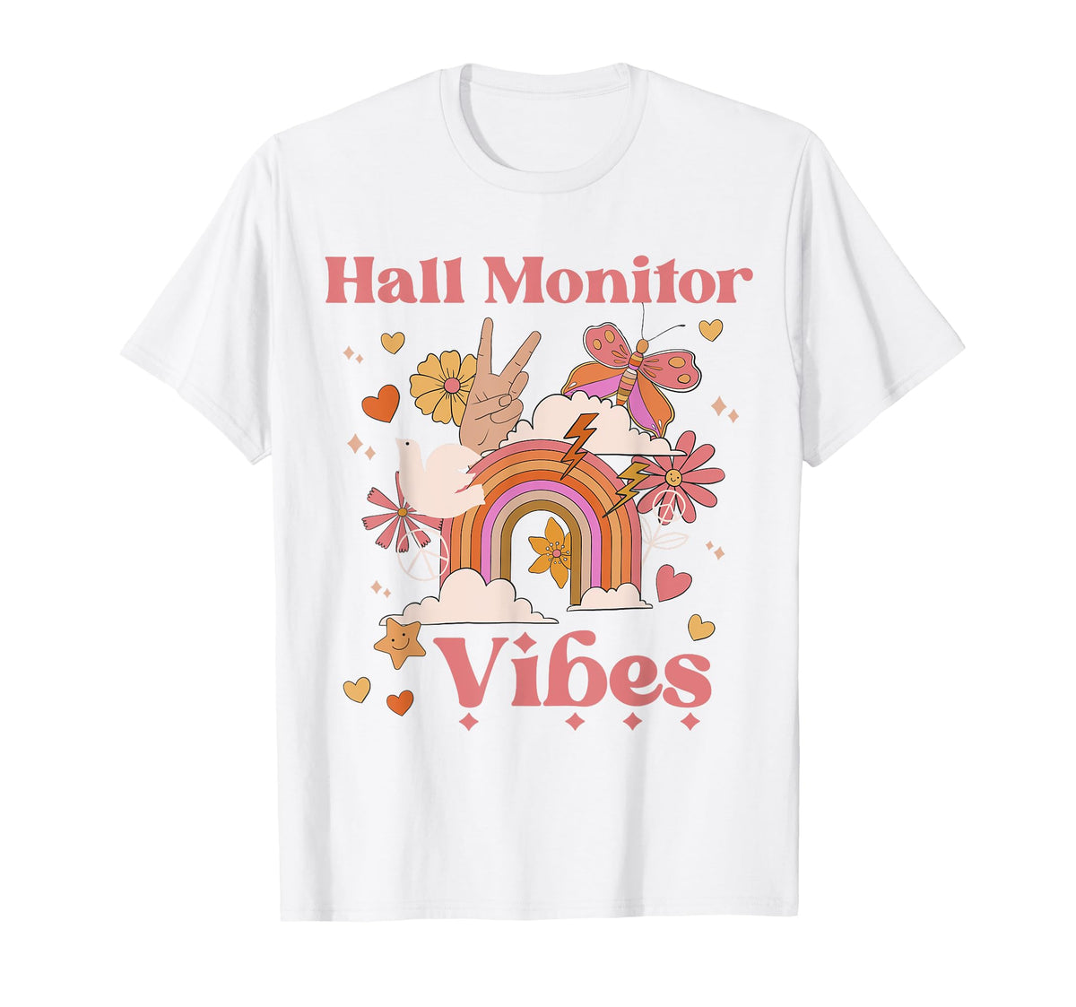 Hall Monitor Vibes Funny Boho Back To T-Shirt - Novelty Apparel Men Women