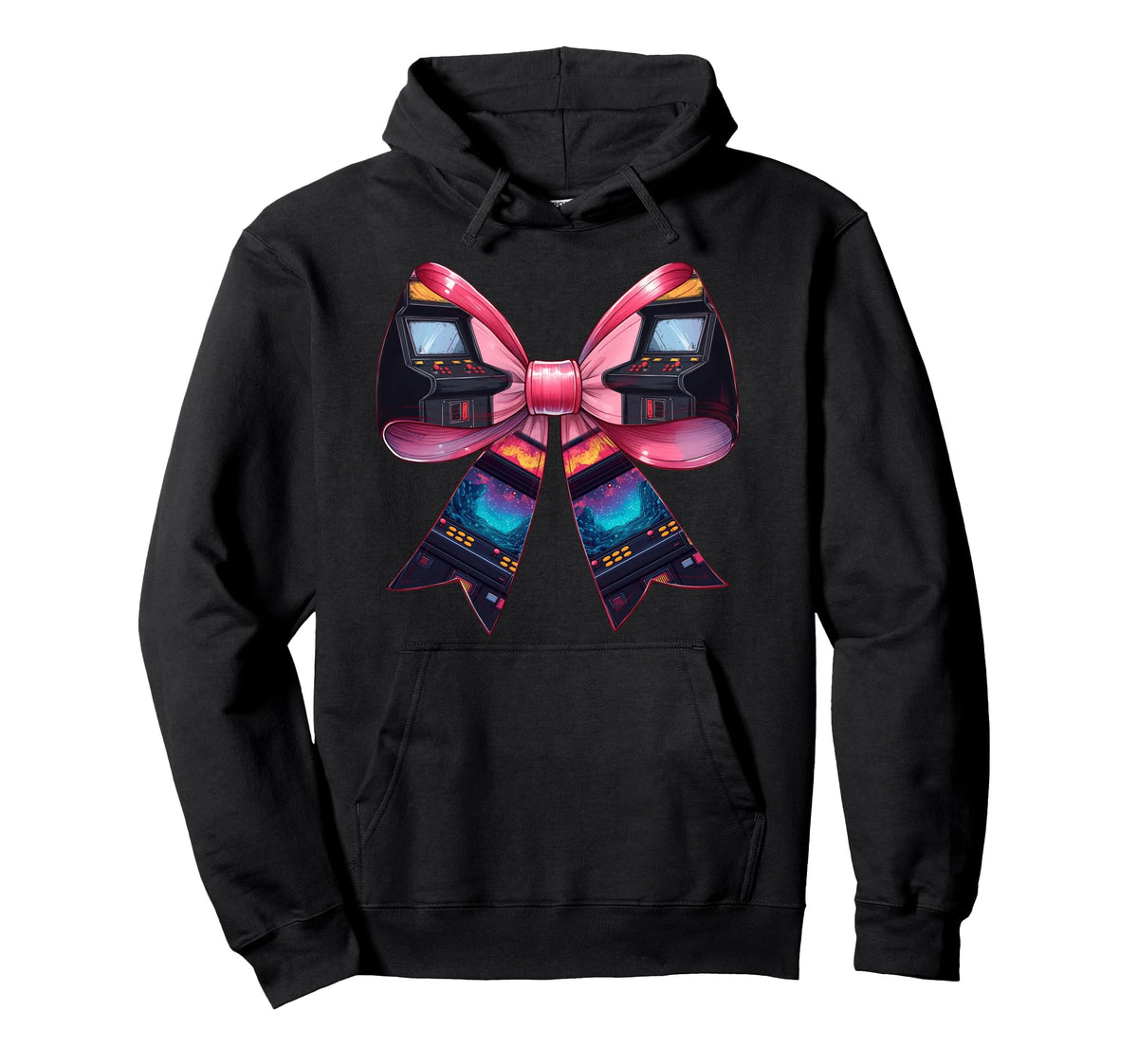Coquette Bow Arcade Gaming Gamer Hoodie - Casual Everyday Wear Men Women