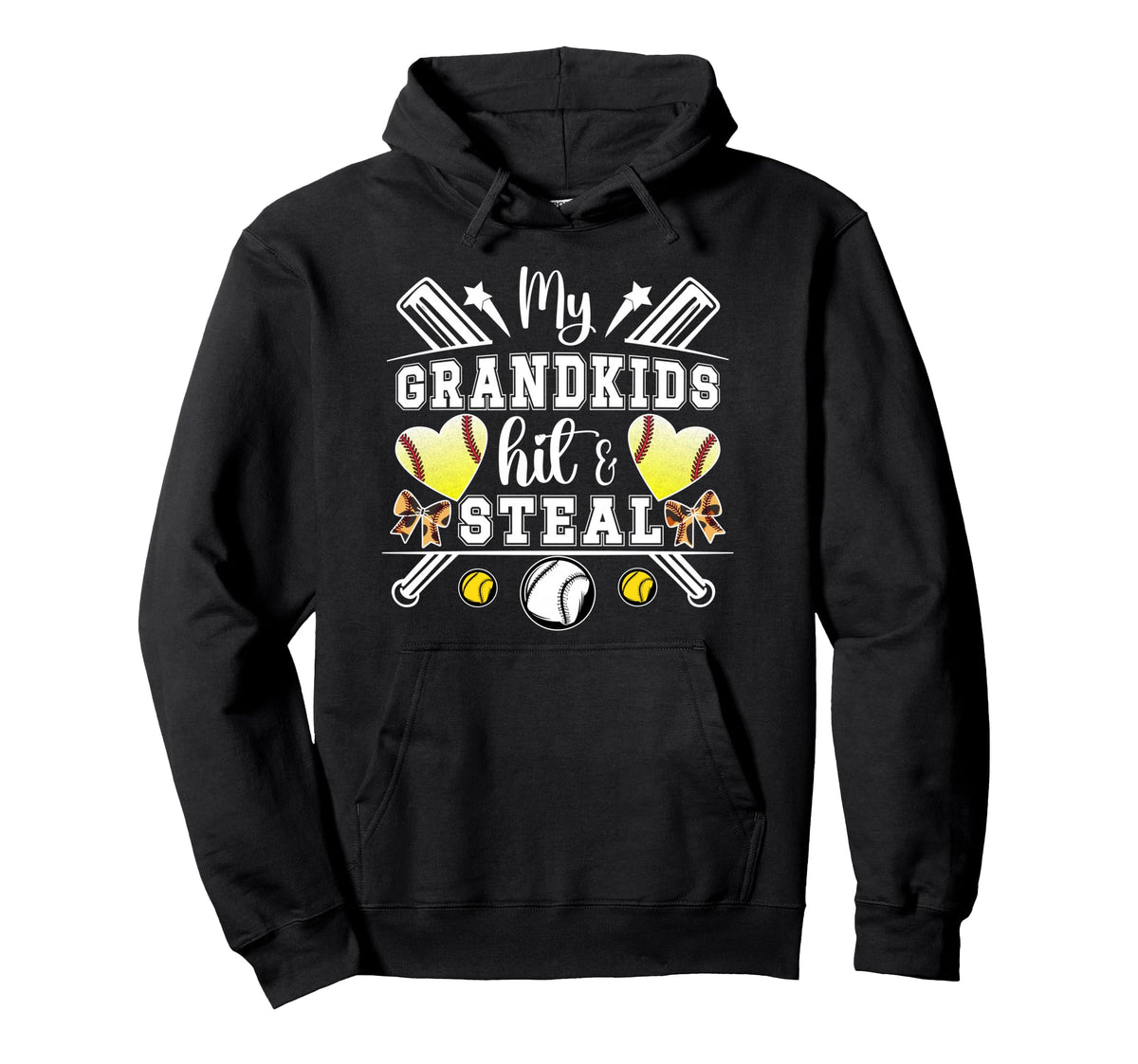 My Grandkids Hit Steal Baseball Hoodie - Trendy Graphic for Adults