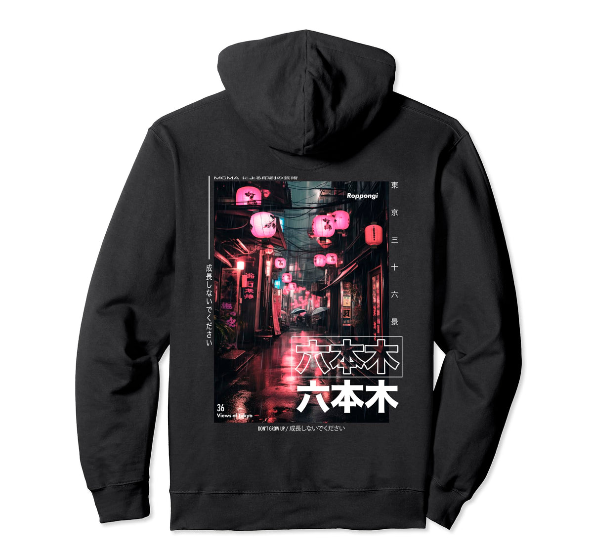 Japanese Streetwear Aesthetic Roppongi Tokyo Hoodie - Graphic Print Unisex