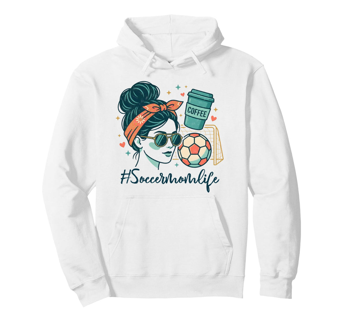 Soccer Mom Life Coffee Lover Messy Bun Hoodie - Aesthetic Graphic Unisex