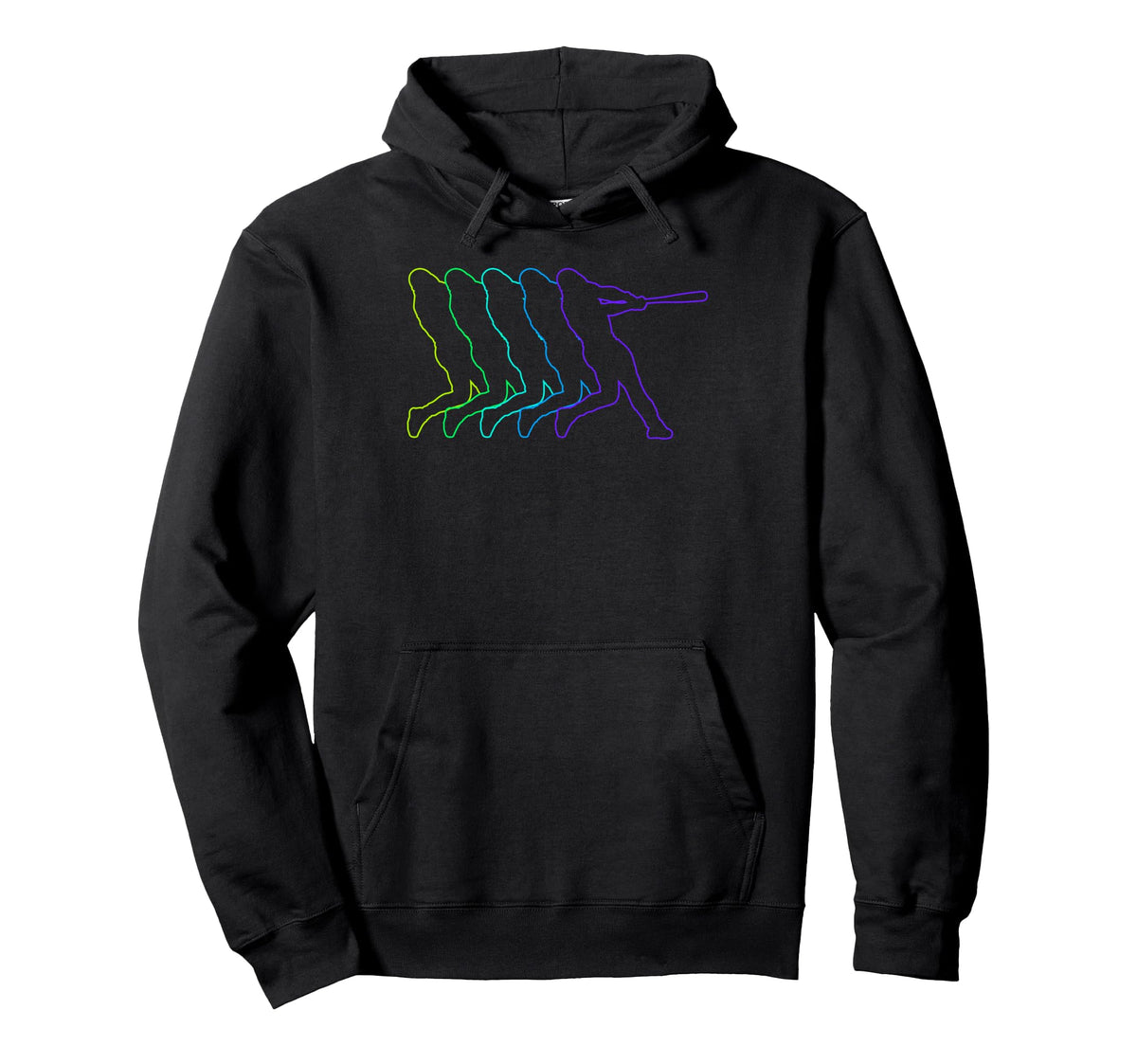Colorful Outline Baseball Player Hoodie - Casual Everyday Wear Men Women