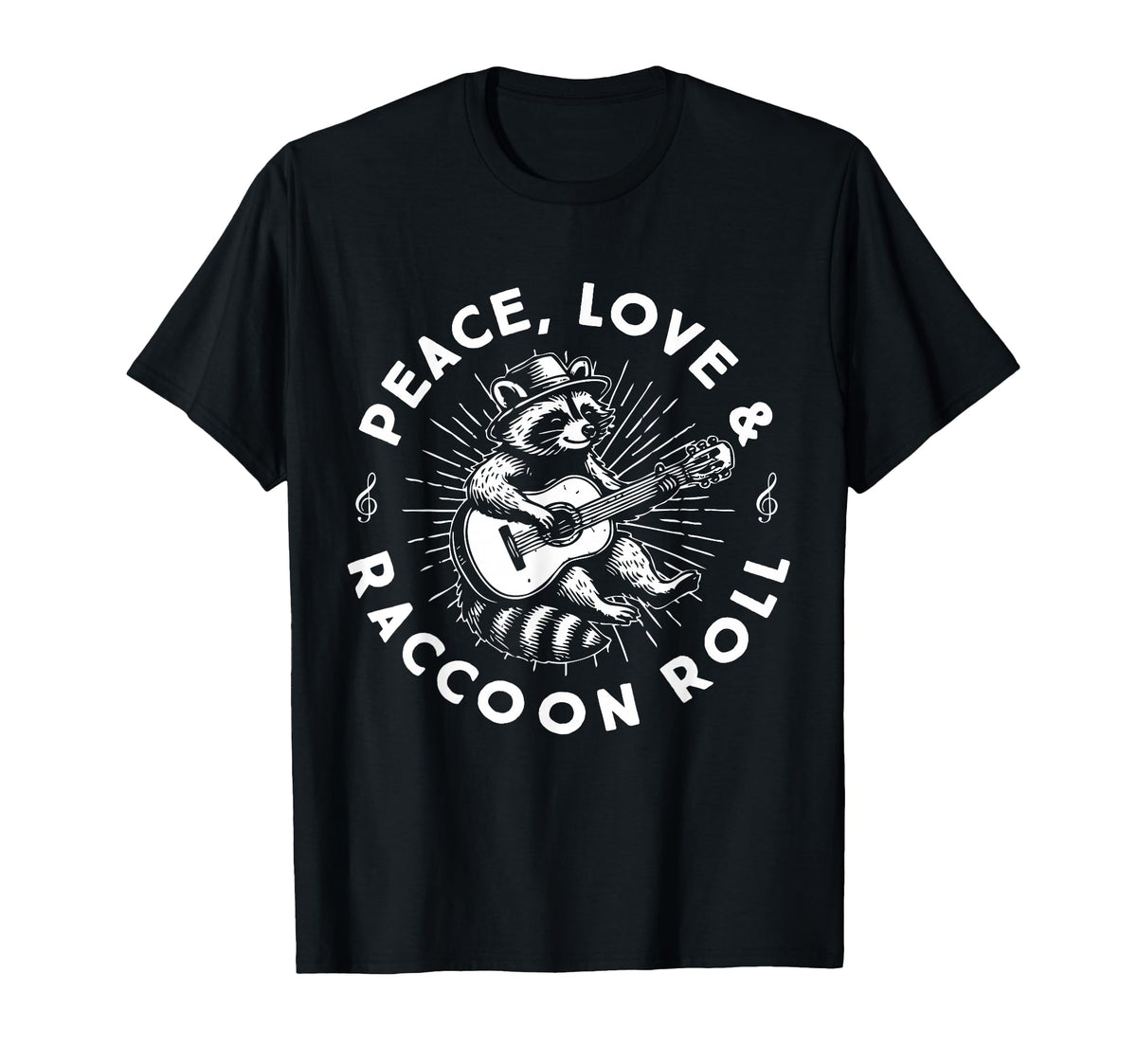 Raccoon Rock And Roll Music Raccoon T-Shirt - Custom Art Print Men Women