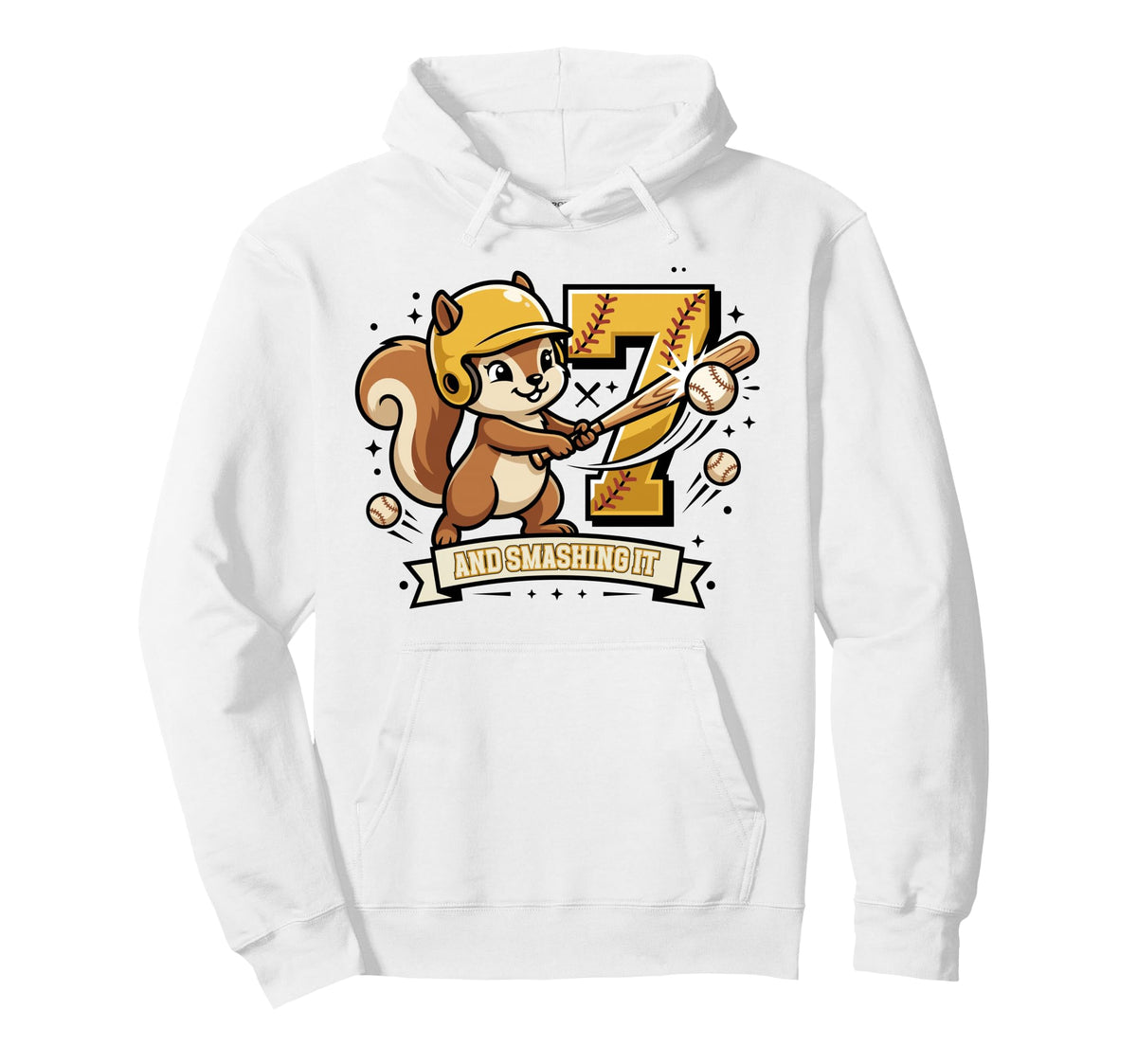 7Th Birthday Softball Smashing It Seven Hoodie - Graphic Print Men Women