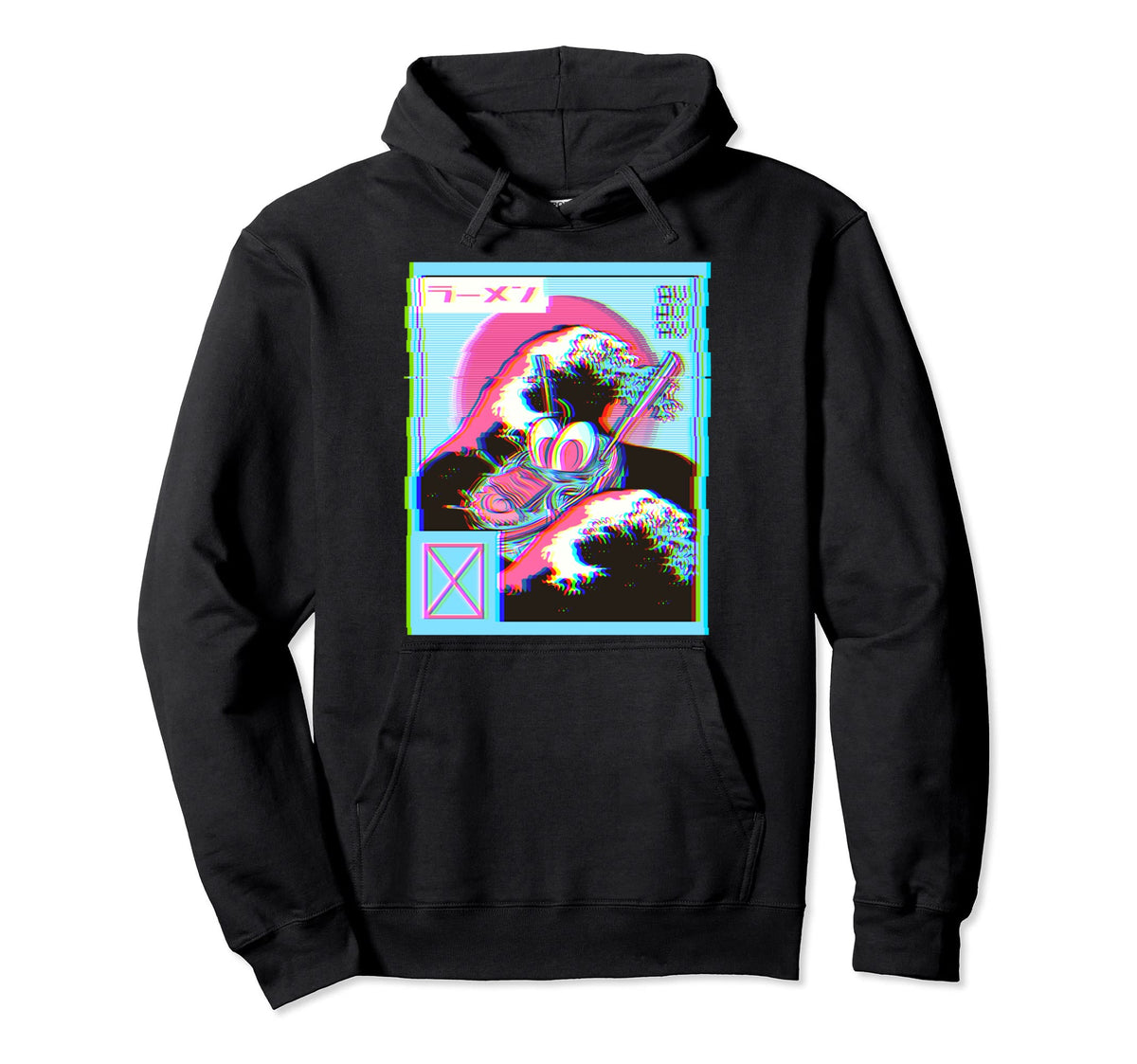 Ramen Sushi Great Wave Glitchy Hoodie - Streetwear Style Men Women