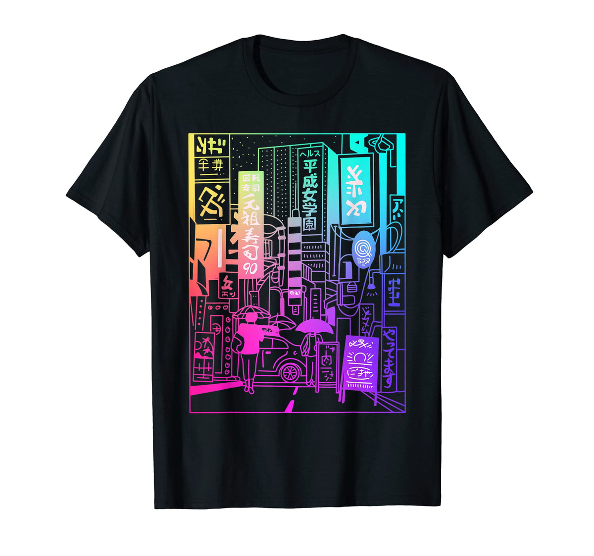 Vaporwave Japanese Aesthetic City Kanji Art T-Shirt - Graphic Print Unisex