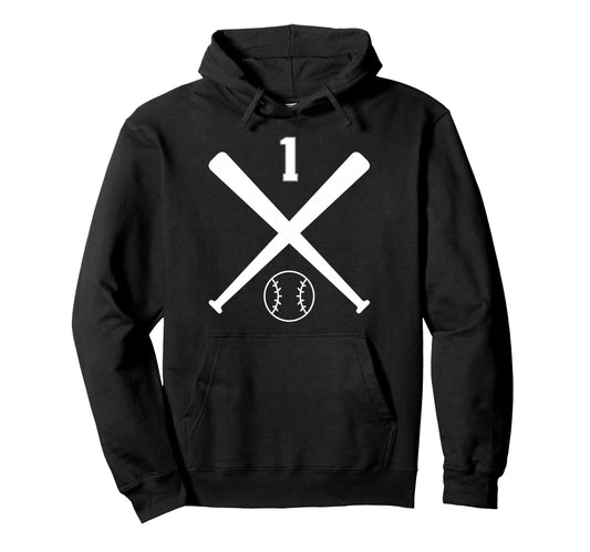 1 Baseball Softball Number Hoodie - Unique Graphic Unisex