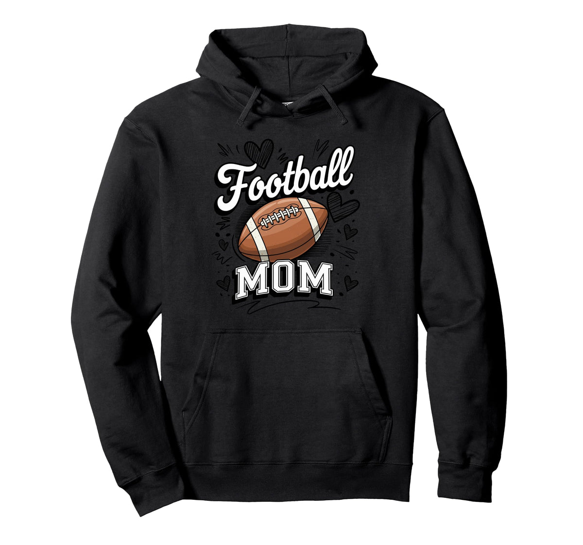 Football Mom Game Day Stadium Heart Ball Hoodie - Custom Art Print Unisex