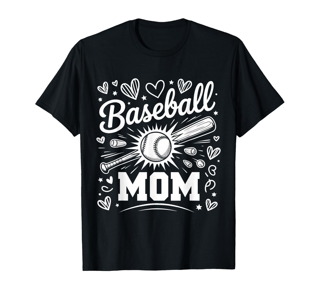 Baseball Mom Heart Family Mothers Day T-Shirt - Trendy Graphic Unisex