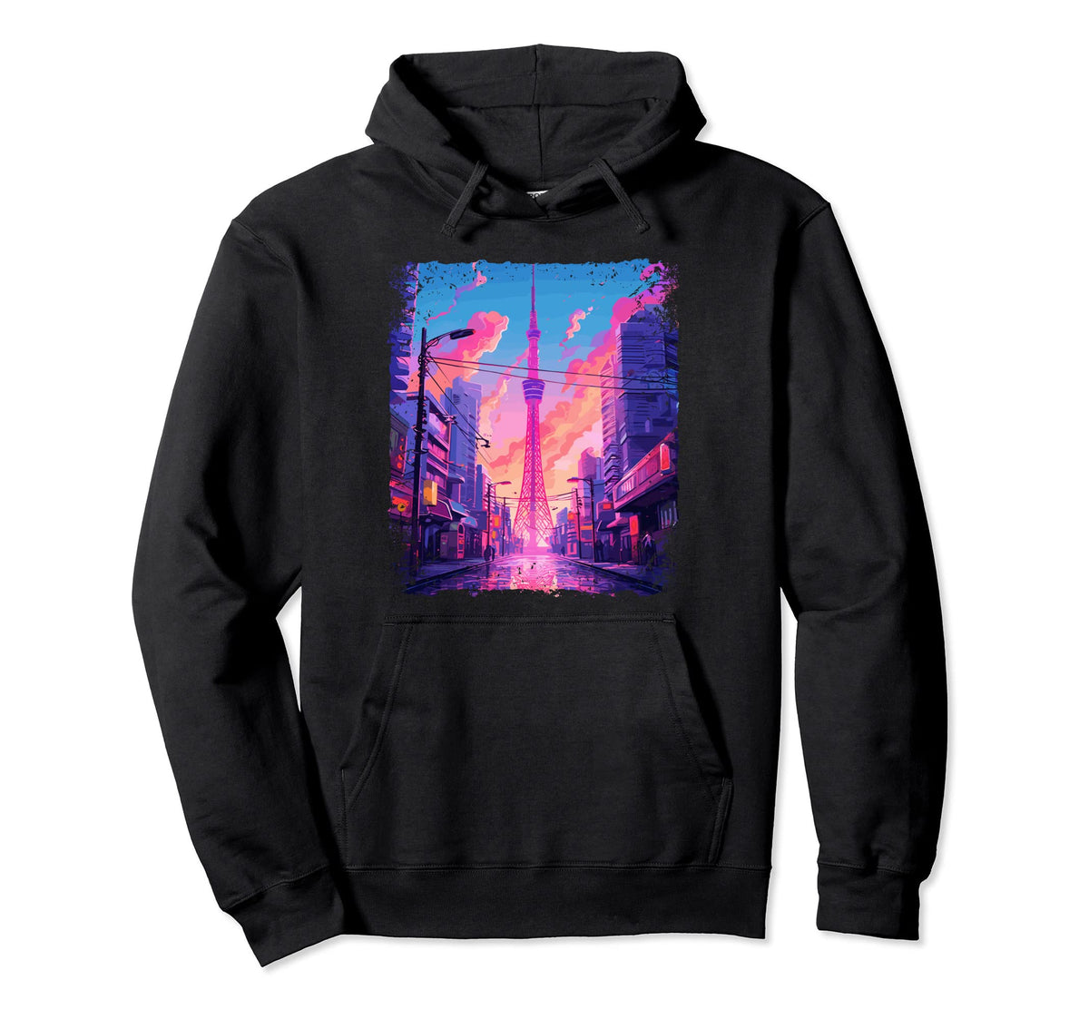 Vaporwave Aesthetic Japanese Hoodie - Casual Everyday Wear for Adults
