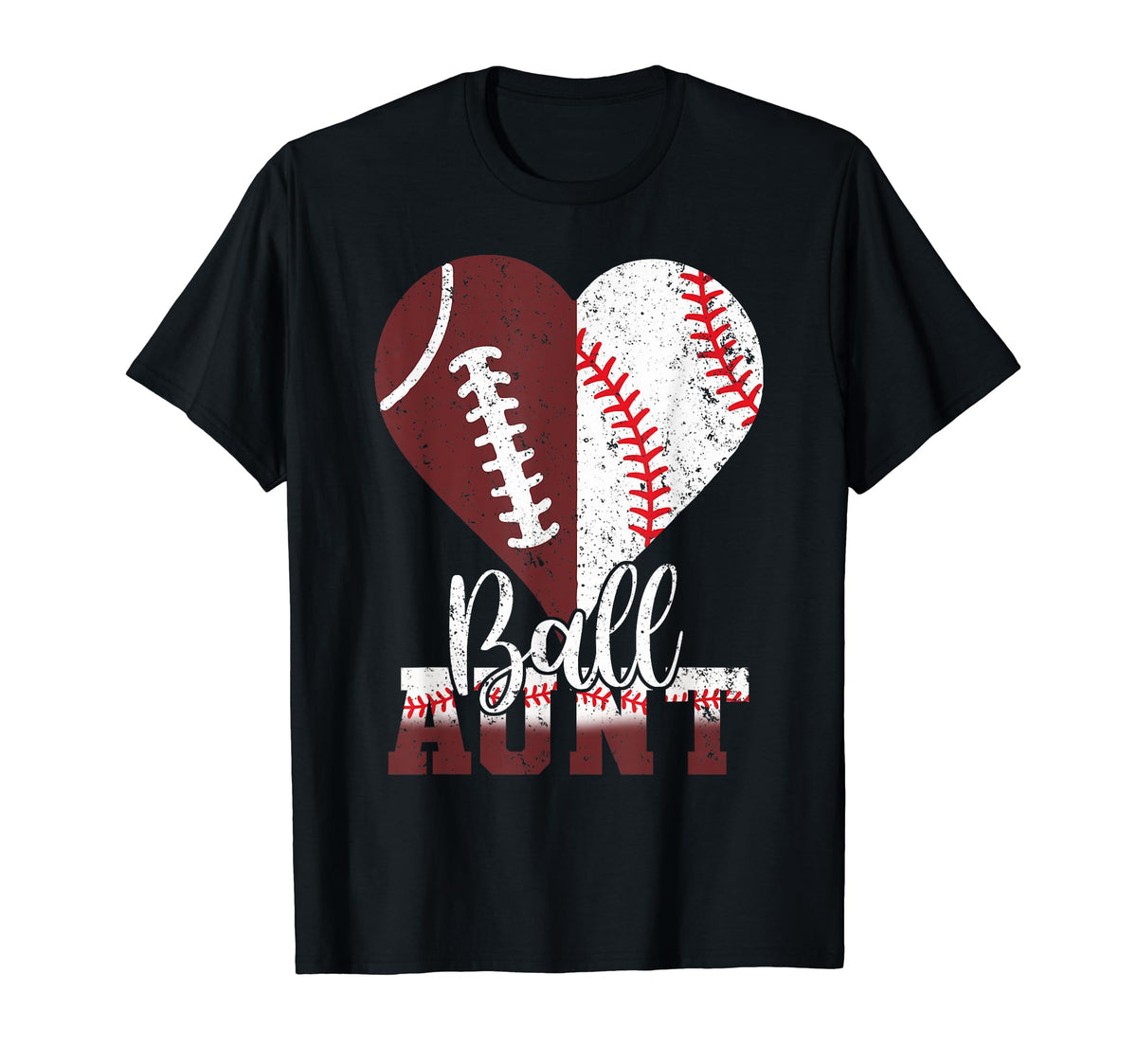 Ball Aunt Heart Funny Football Baseball T-Shirt - Trendy Graphic Unisex
