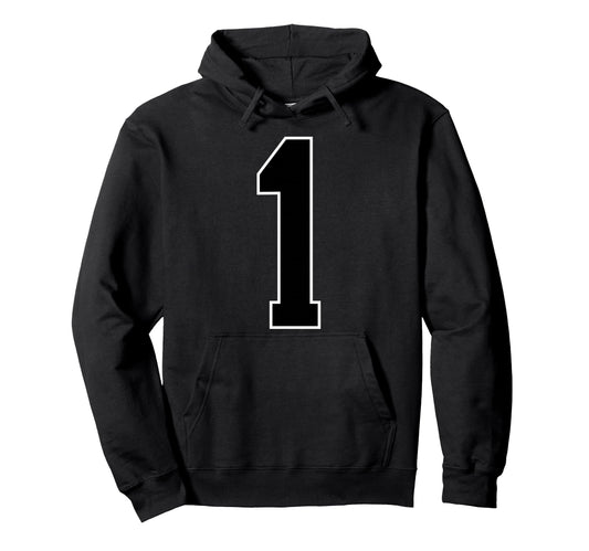 1 Black Sports Team Number Fan Hoodie - Aesthetic Graphic for Adults