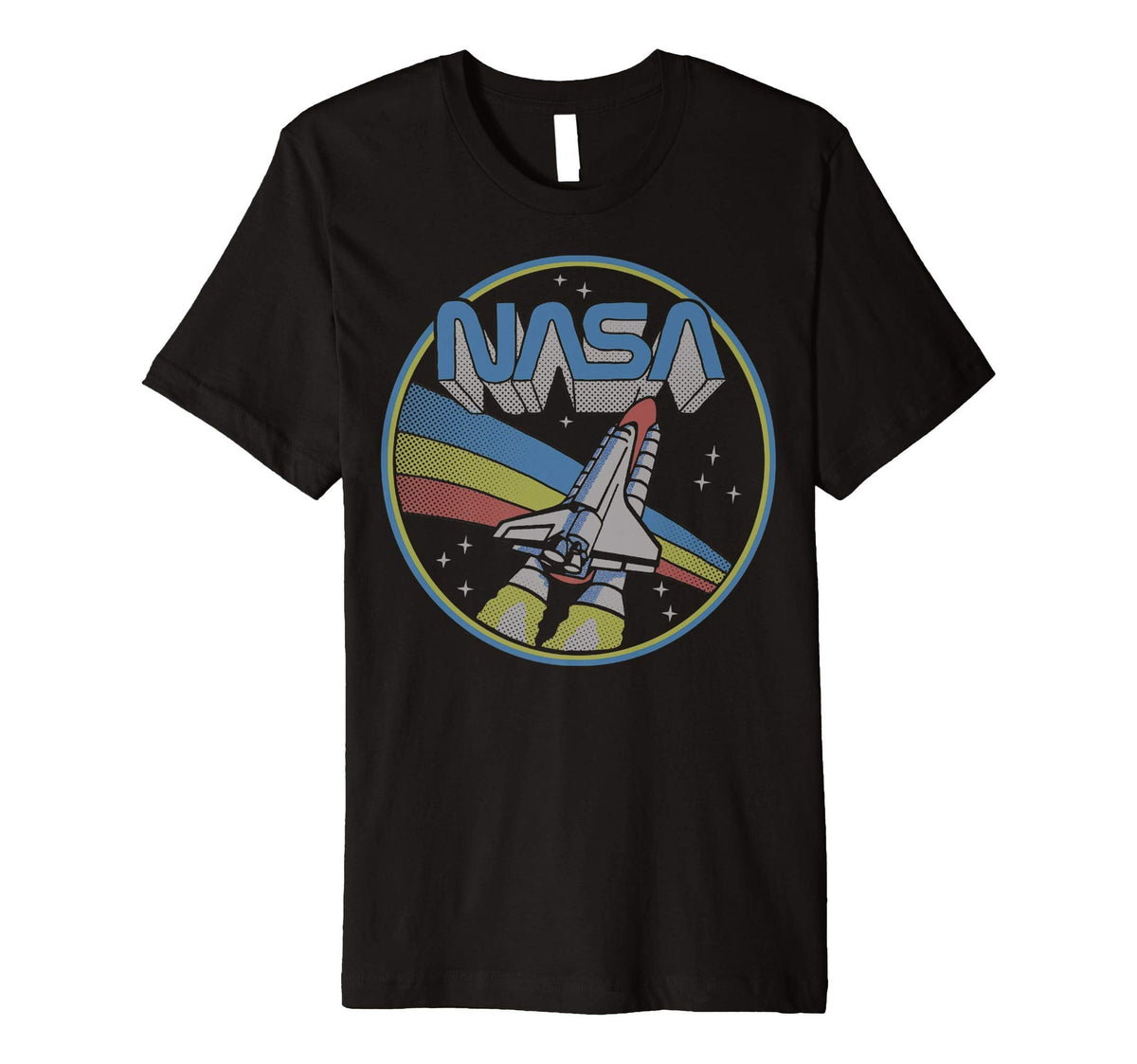 Nasa Rainbow Rocket Launch Circle T-Shirt - Graphic Print Unisex