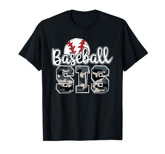 Baseball Sis Sister Family Camo Game T-Shirt - Minimalist Print for Adults
