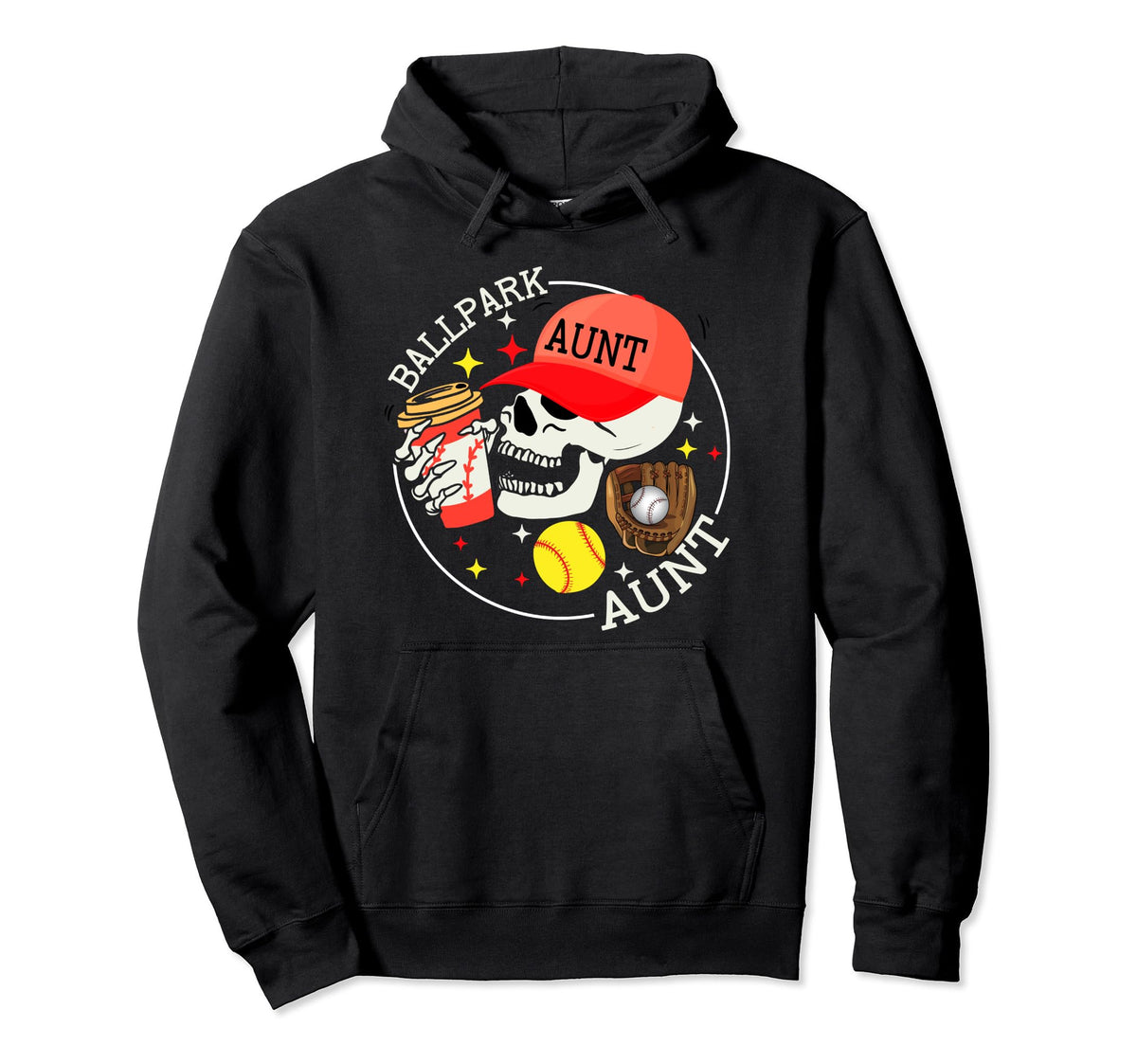 Ballpark Aunt Baseball Softball Aunt Hoodie - Streetwear Style Unisex