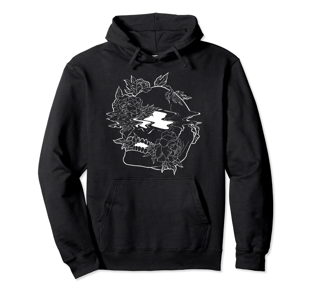 Edgy Skull And Flowers Goth Vaporwave Hoodie - Aesthetic Graphic Men Women