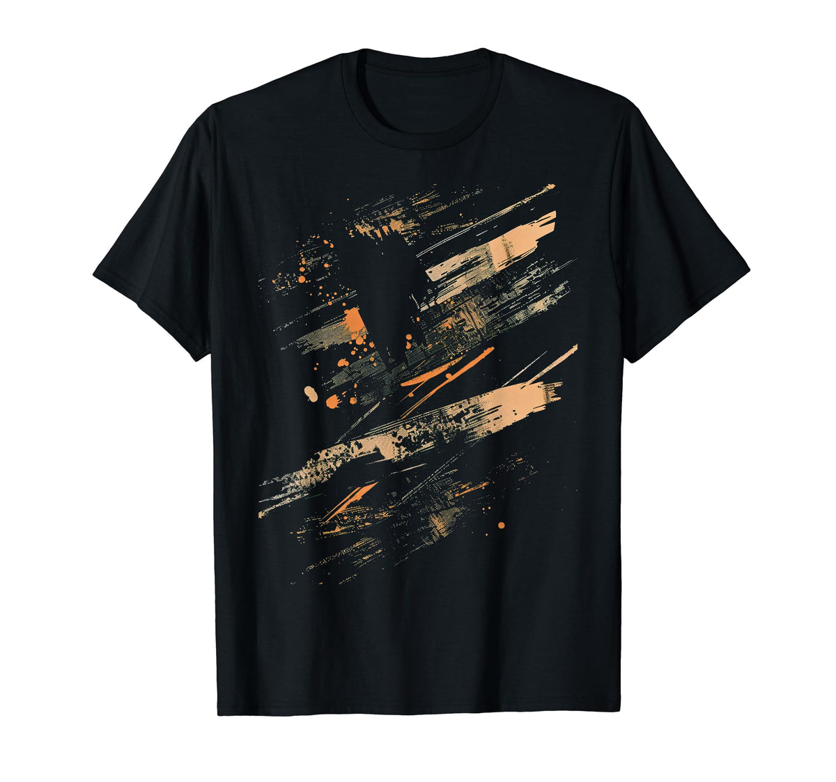 Orange Black Urban Grunge T-Shirt - Casual Everyday Wear Men Women