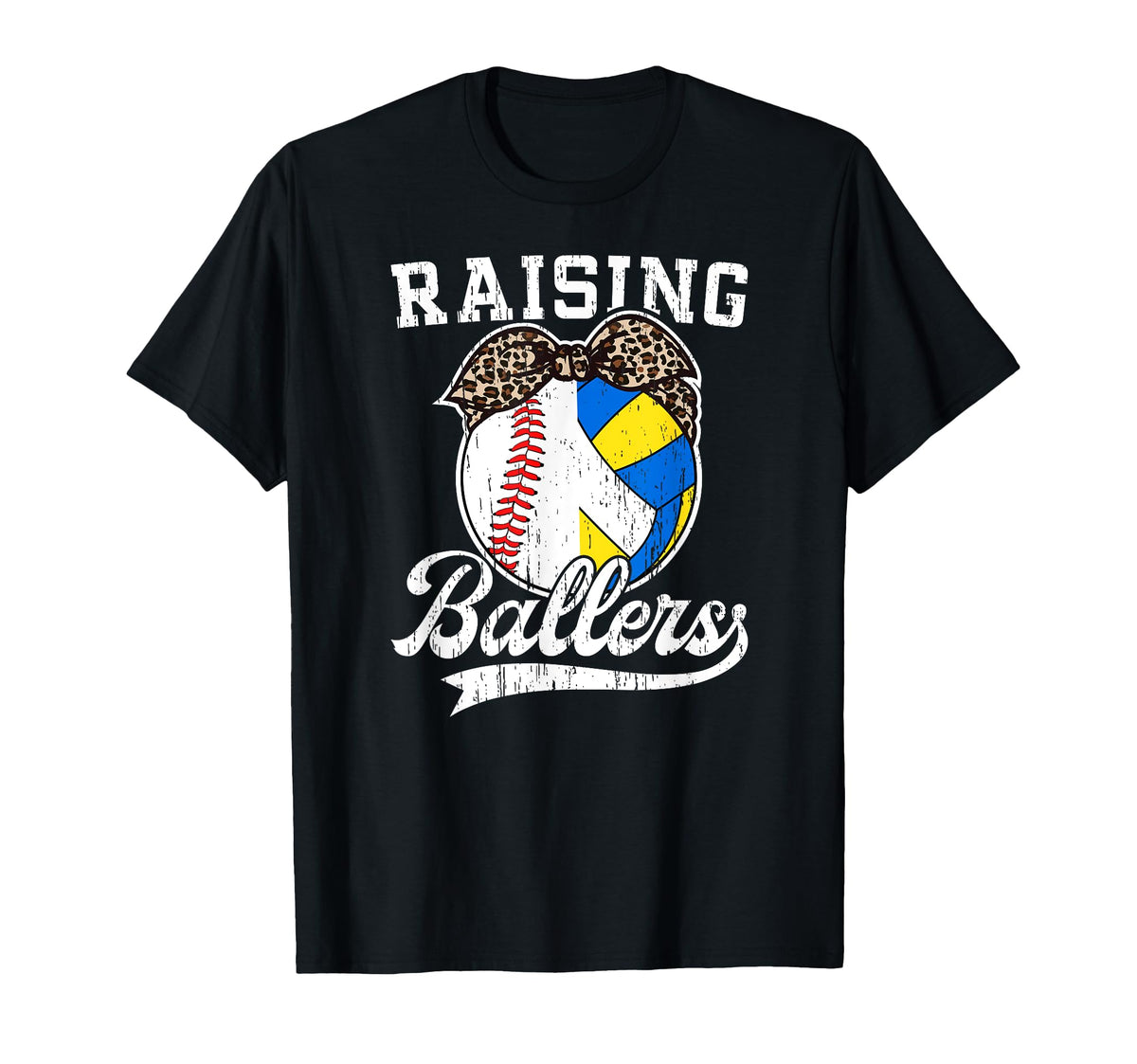 Raising Ballers Baseball Volleyball T-Shirt - Casual Everyday Wear Unisex