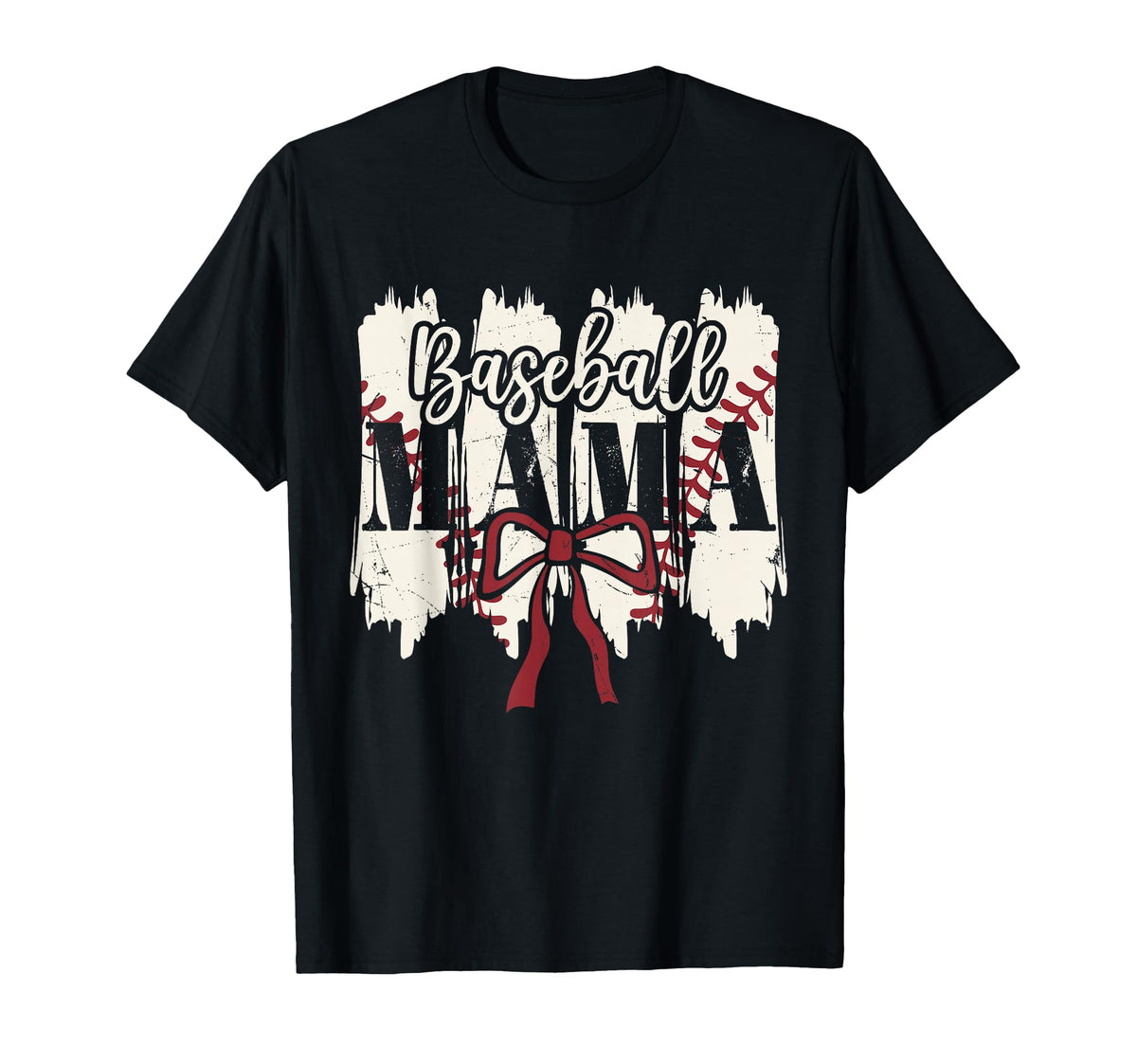 Baseball Mama Heart Bow Stadium T-Shirt - Streetwear Style Men Women