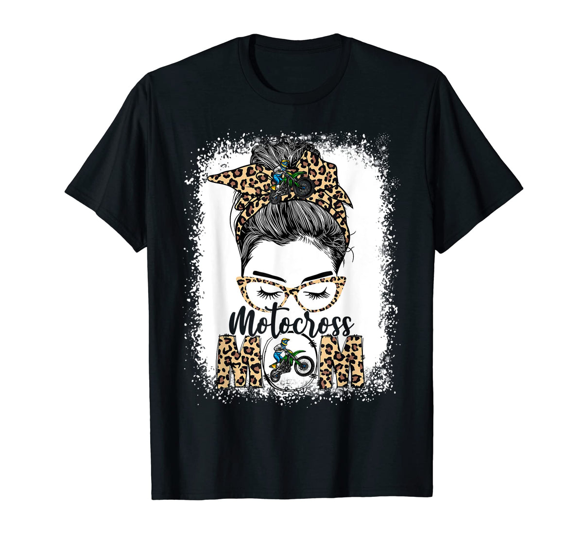 Motocross Mom Game Day Messy Bun T-Shirt - Casual Everyday Wear for Adults