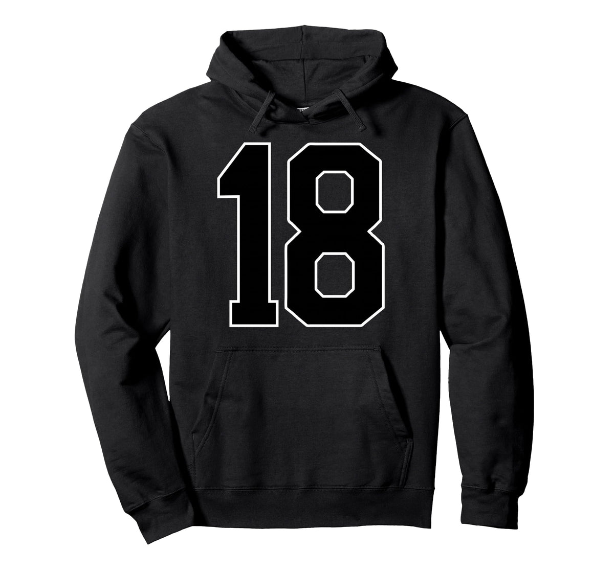 Black Sports Team Number 18 Fan Hoodie - Novelty Apparel Men Women