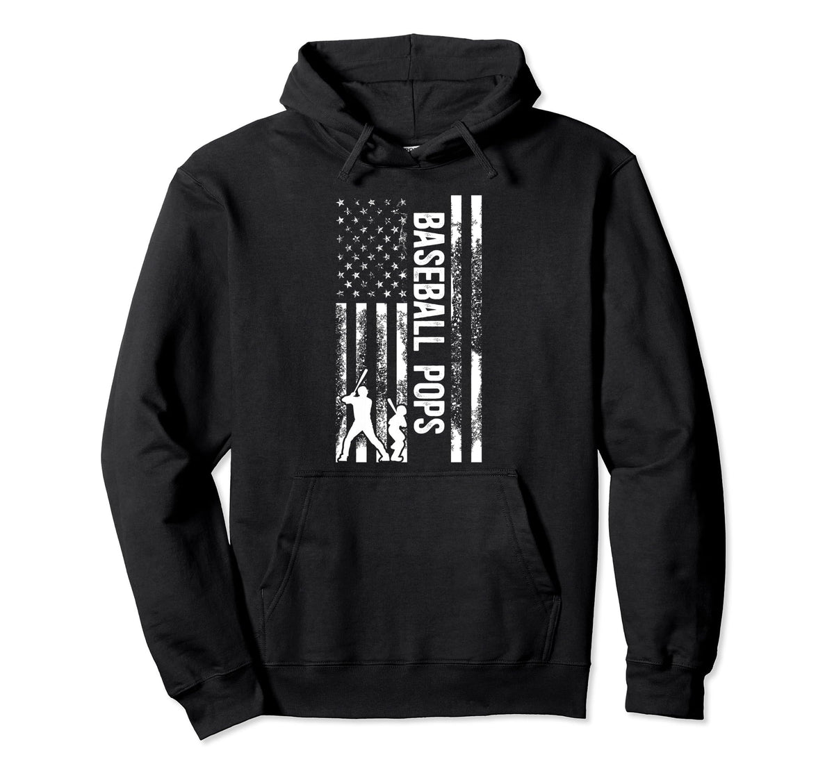 Baseball Pops Grandpa Us Flag Pops Hoodie - Trendy Graphic Men Women