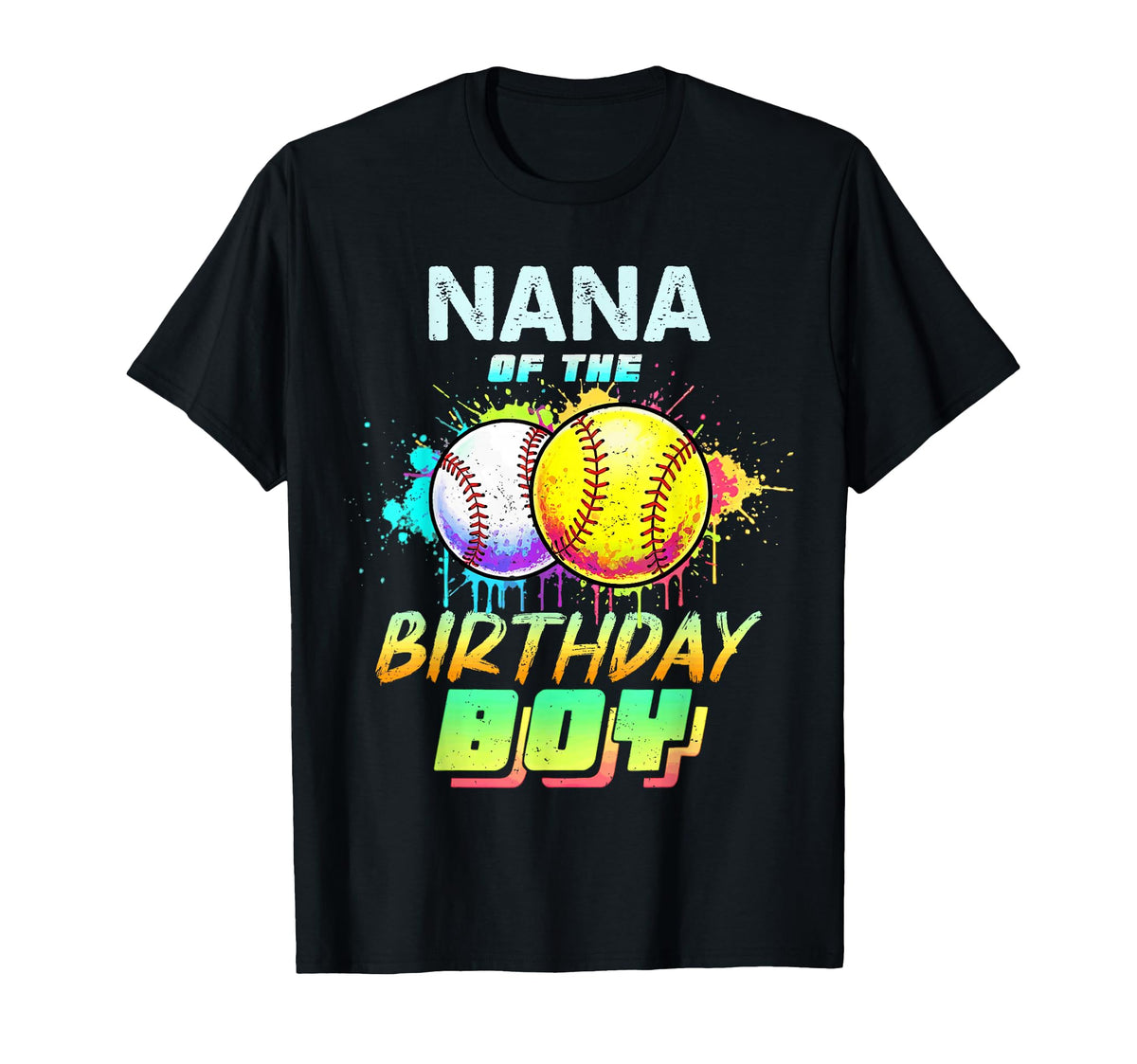 Nana Birthday Baseball Softball Colorful T-Shirt - Trendy Graphic Men Women