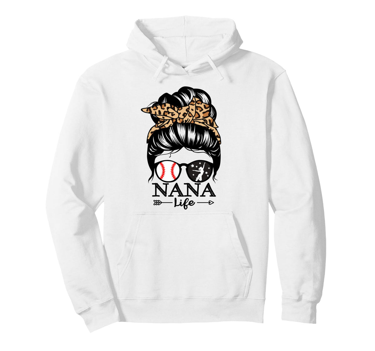 Nana Life Messy Bun Hair Funny Baseball Hoodie - Aesthetic Graphic Unisex