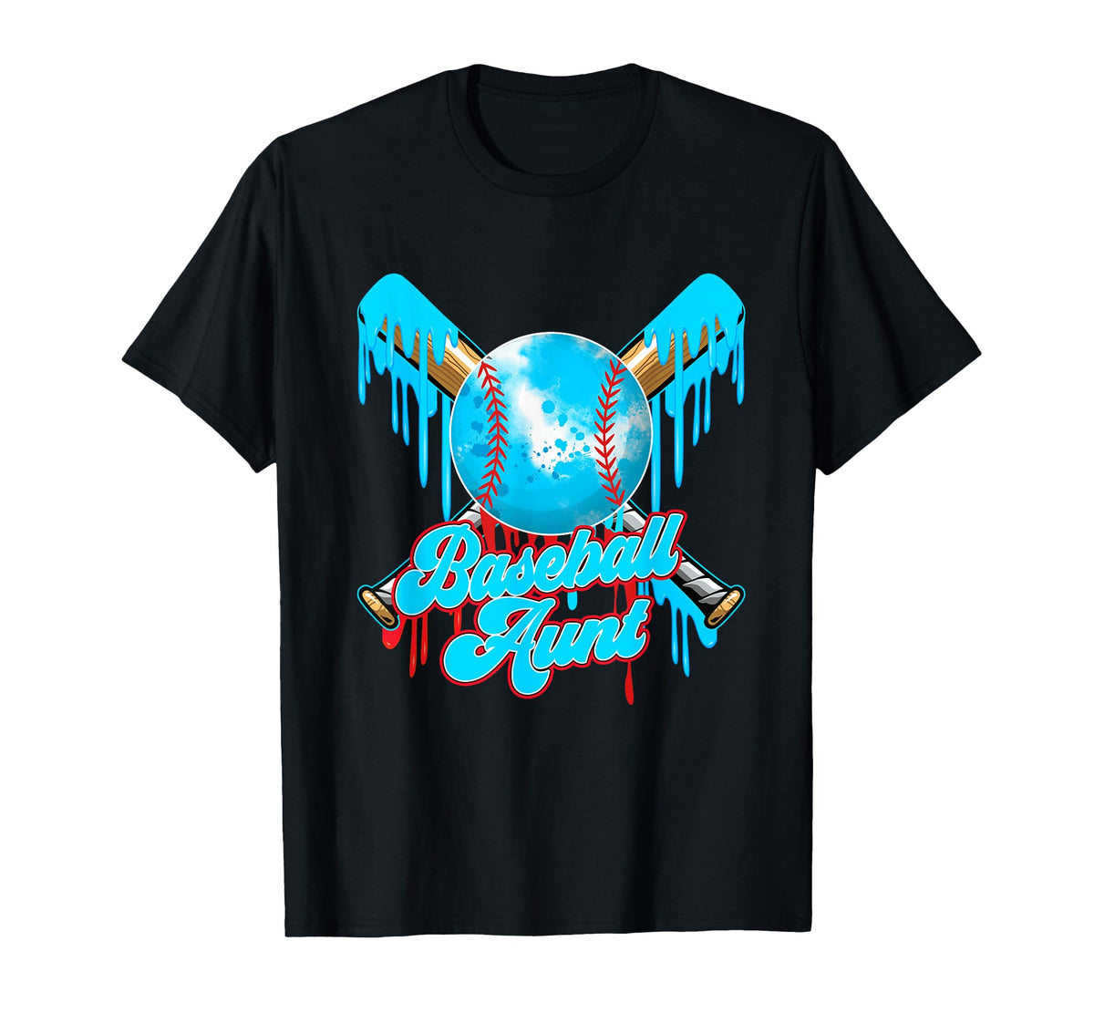 Aunt Birthday Baseball Ice Cream Drip T-Shirt - Novelty Apparel Men Women