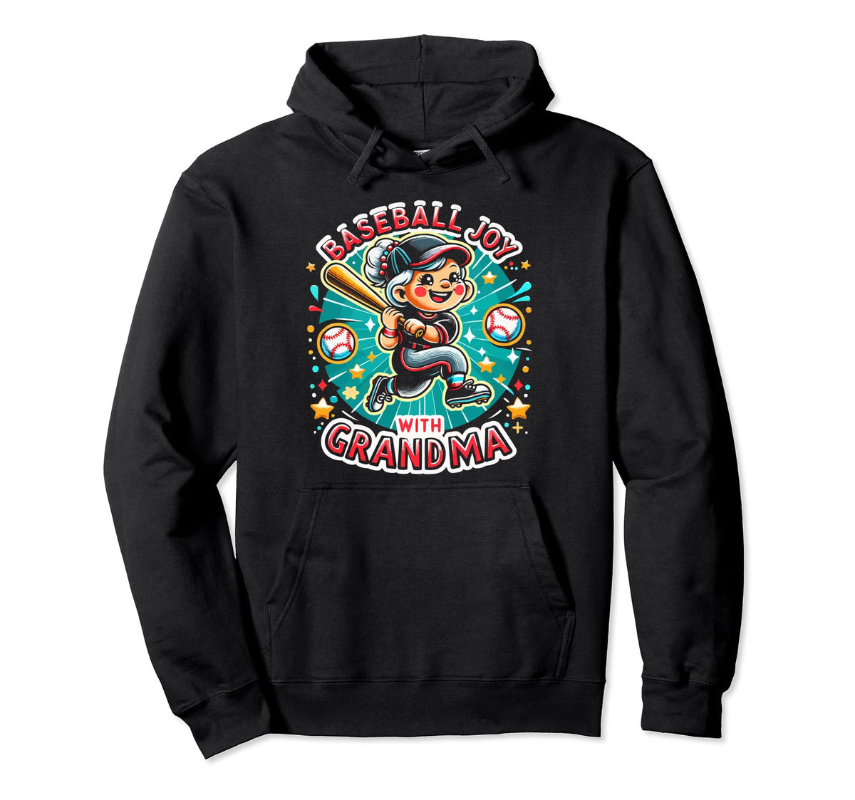Baseball Grandma Grandmother Granny Hoodie - Fun Novelty Design for Adults
