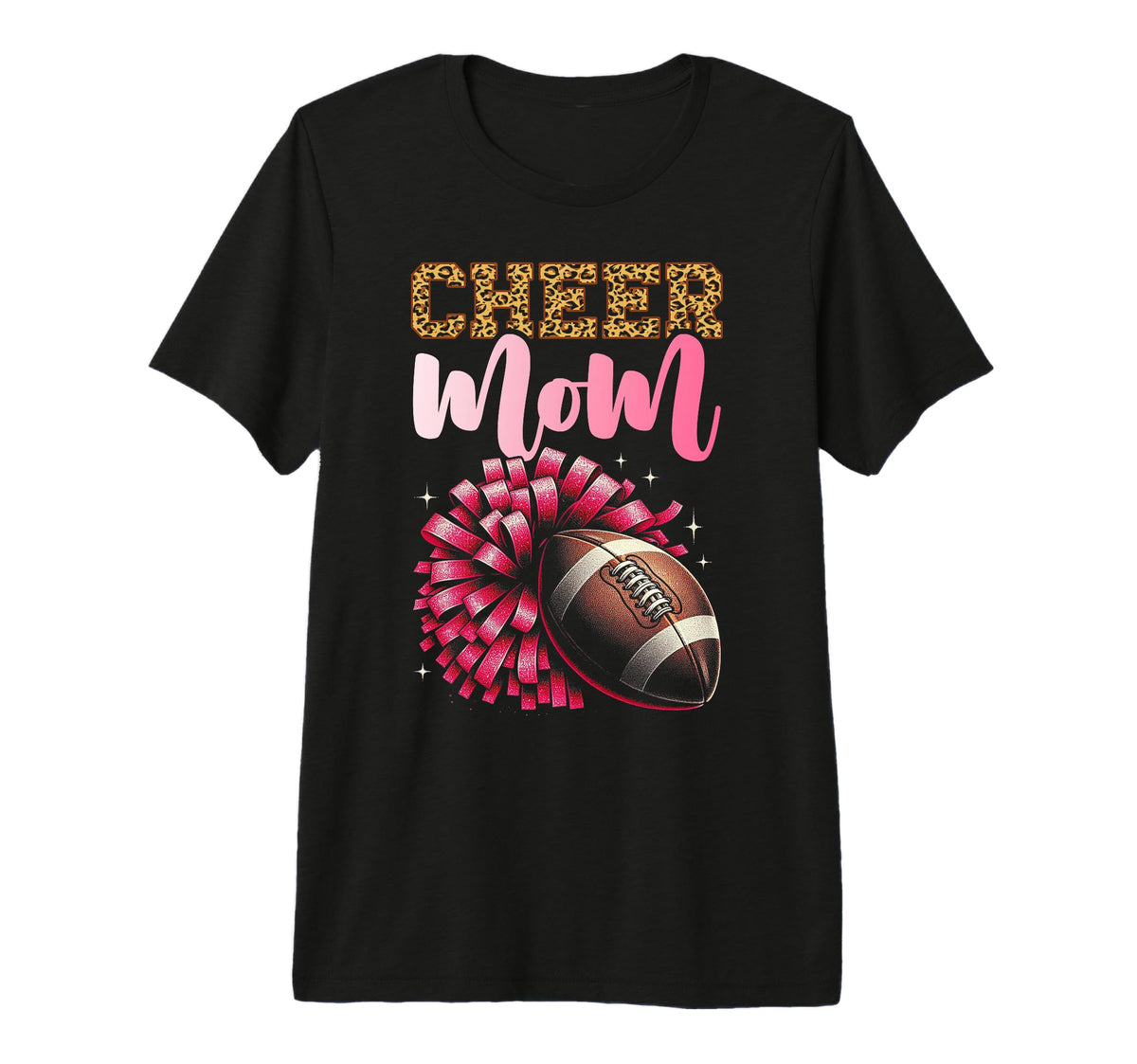 Mom Both Football Cheer Mom T-Shirt - Graphic Print for Adults