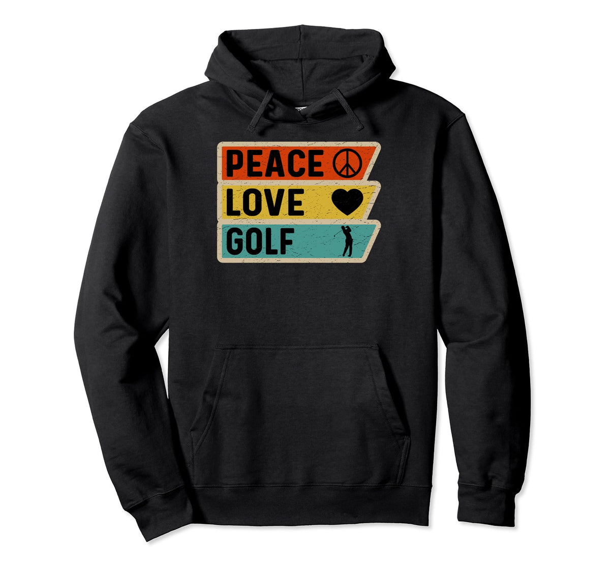 Distressed Peace Sign Love Golf Hoodie - Streetwear Style Men Women