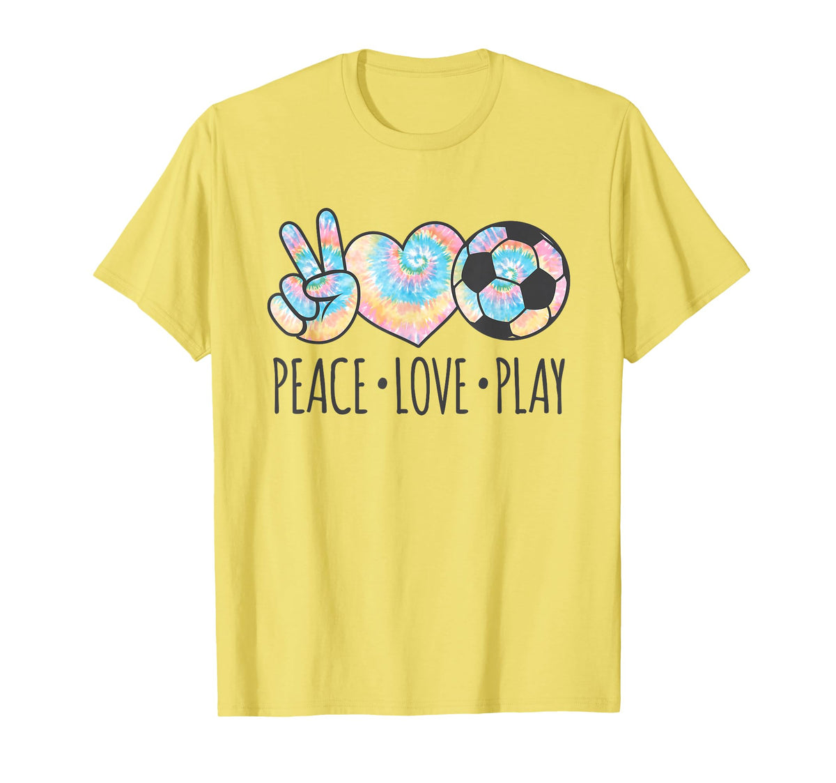 Tie Dye Soccer Teen Peace Love Play T-Shirt - Trendy Graphic Unisex