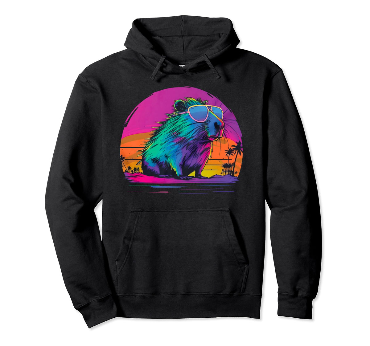Funny Capybara Rodent Vaporwave Hoodie - Streetwear Style for Adults