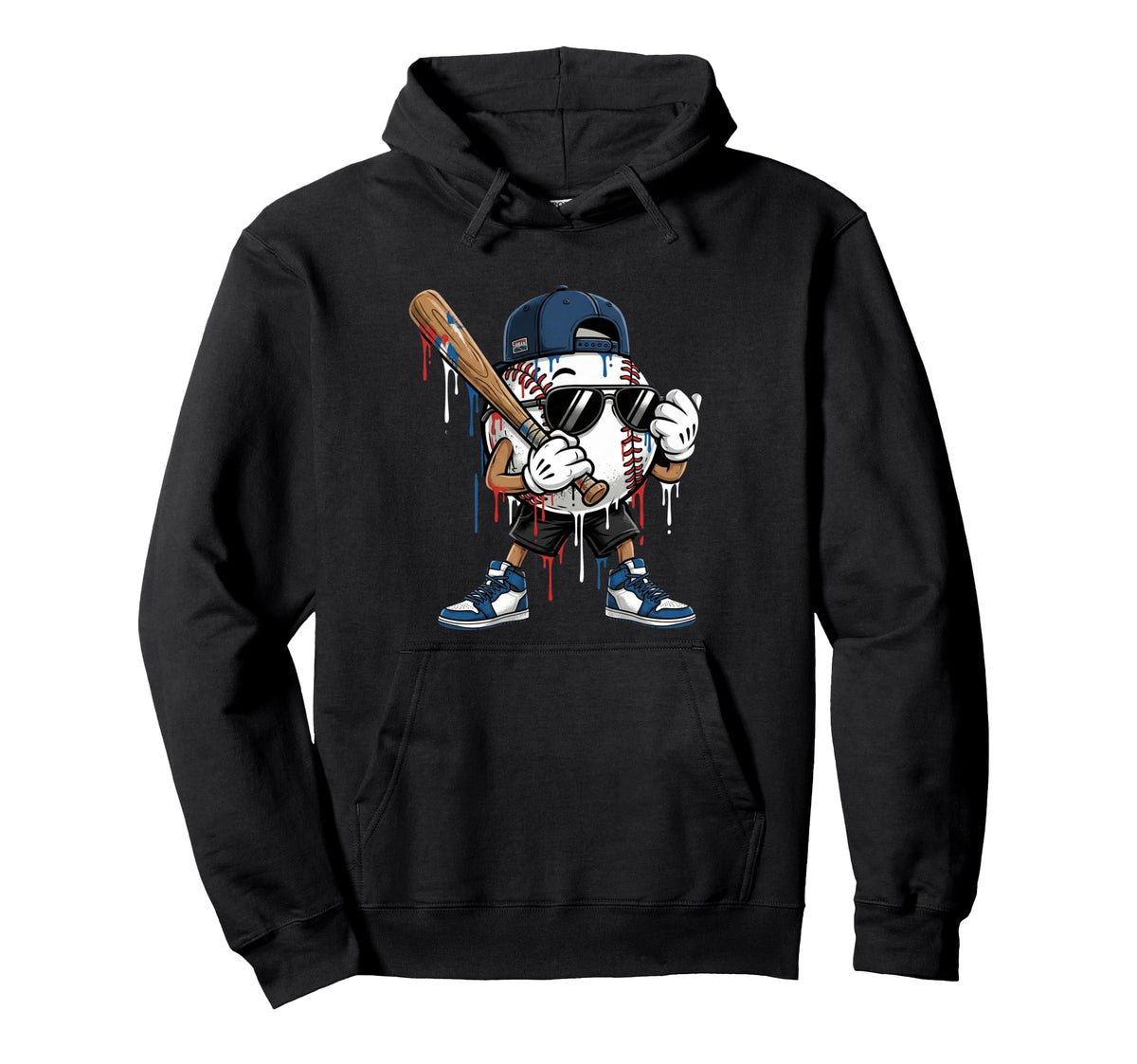 Santa Sports Baseball Player Hoodie - Trendy Graphic for Adults