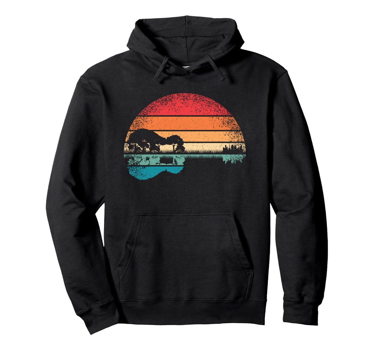 Acoustic Guitar Lake Guitarist Music Hoodie - Fun Novelty Design Unisex