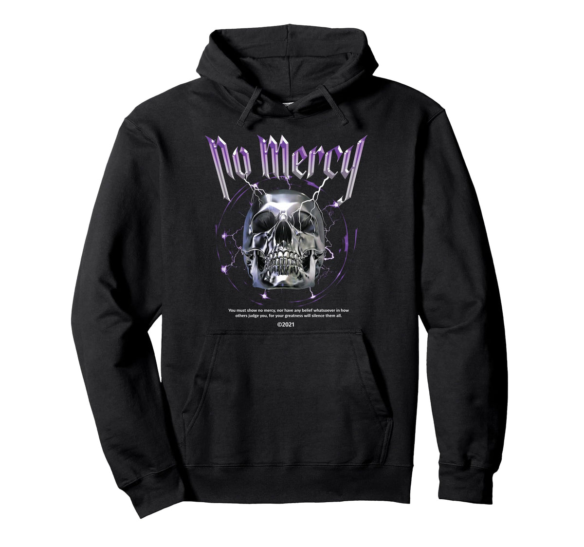 No Mercy Heavy Metal Skull Aesthetic Edgy Hoodie - Novelty Apparel Unisex