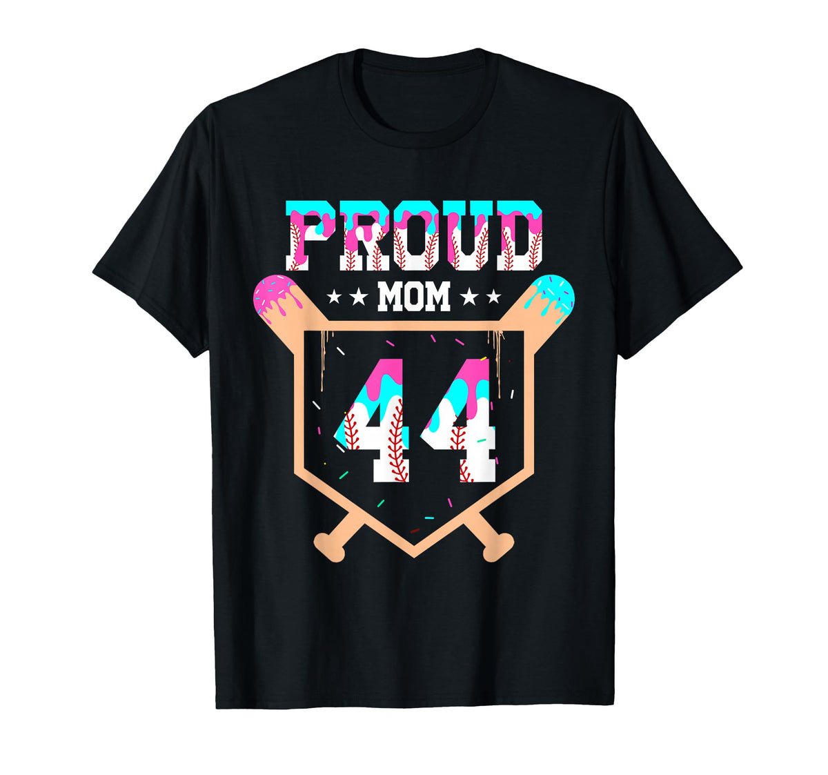Proud Mom Baseball Player Number 44 T-Shirt - Streetwear Style Men Women