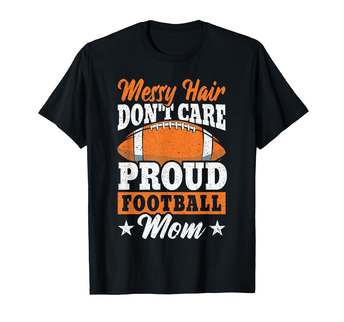Messy Hair Football Flair Moms T-Shirt - Minimalist Print for Adults